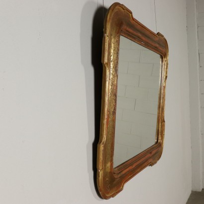 Shaped Cabaret Mirror Gilded Wood Italy Mid 1800s