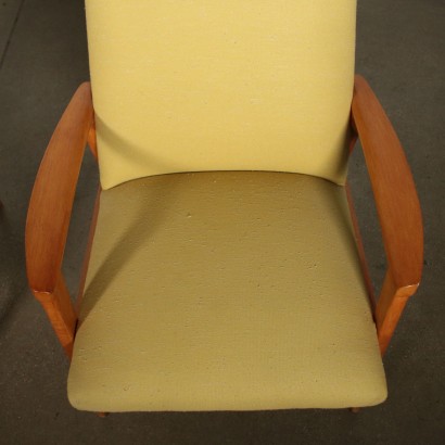 Pair of Armchairs Beech Fabric Upholstery Vintage Italy 1950s-1960s