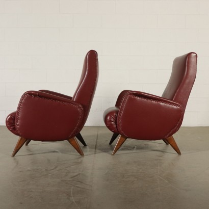 Pair of Armchairs Foam Leatherette Vintage Manufactured in Italy 1950s