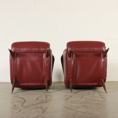 Pair of Armchairs Foam Leatherette Vintage Manufactured in Italy 1950s