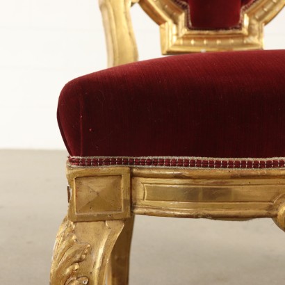 Pair of Gilded Wood Richly Carved Chairs Italy Mid 19th Century