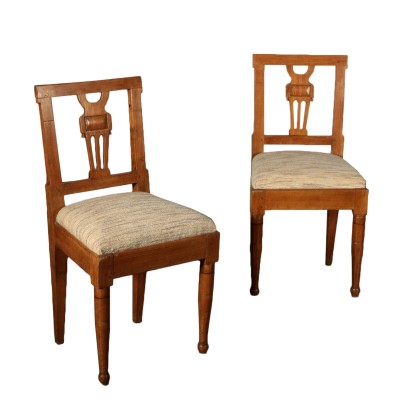 Pair of Neoclassical Cherry Chairs Italy Late 18th Century