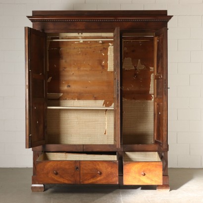 Armoire à trois Vantaux Ronce de Noyer Italie Deuxième quartier '800