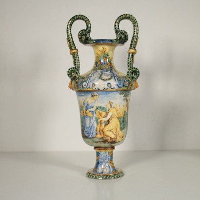 Pair of Vases Mollica Manufacture Naples Italy Late 1800s