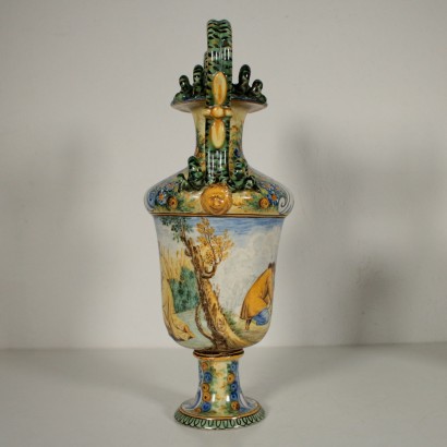 Pair of Vases Mollica Manufacture Naples Italy Late 1800s