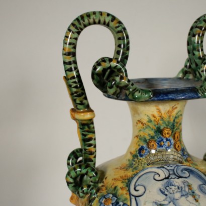 Pair of Vases Mollica Manufacture Naples Italy Late 1800s