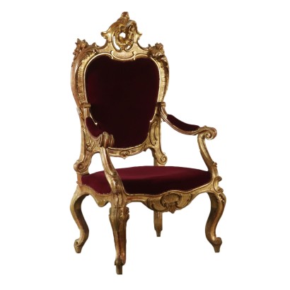 Grande Chaise mouluré Bois doré Italie XIXeme siècle