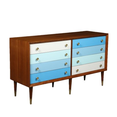 Chest Of Drawers Mahogany Veneer Formica Brass Vintage Italy 1950s