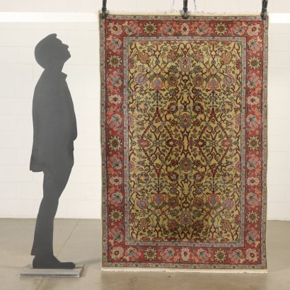 Tapis Lahore Coton Laine Nœud gros Fabrication manuelle Inde Années 90