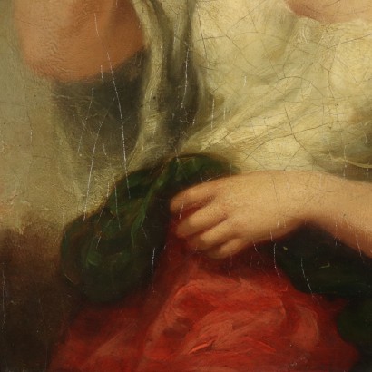 Portrait of Young Girl Oil on Canvas Second Half of 1800s