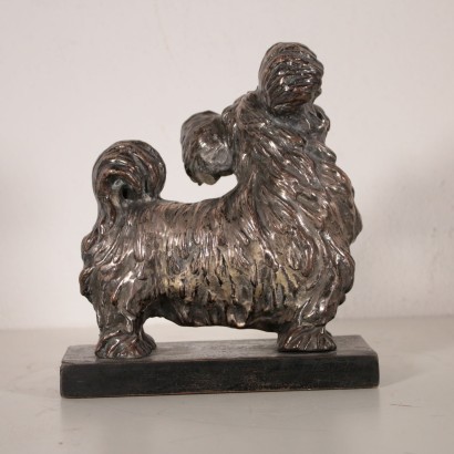 Sculpture Bronze argenté Bois ébonisé Italie XXeme siècle