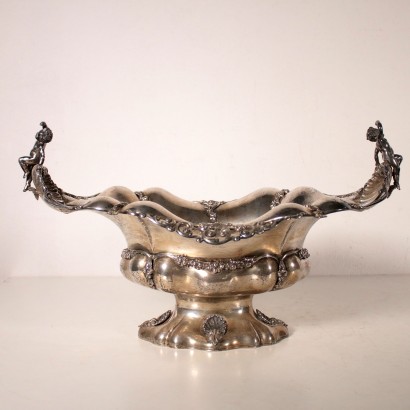 Silver Centerpiece with Plant Ornaments Italy First Half of 1900s