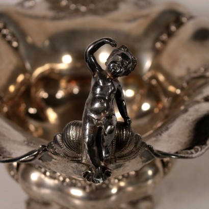 Silver Centerpiece with Plant Ornaments Italy First Half of 1900s