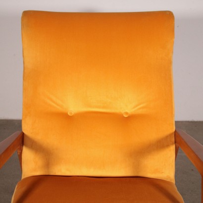 Armchair Beech Velvet Upholstery Vintage Italy 1950s