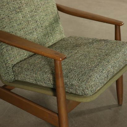 Fauteuil Chêne rouvre Mousse Tissu Pizzetti Italie Années 60