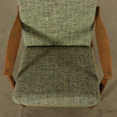 Fauteuil Chêne rouvre Mousse Tissu Pizzetti Italie Années 60