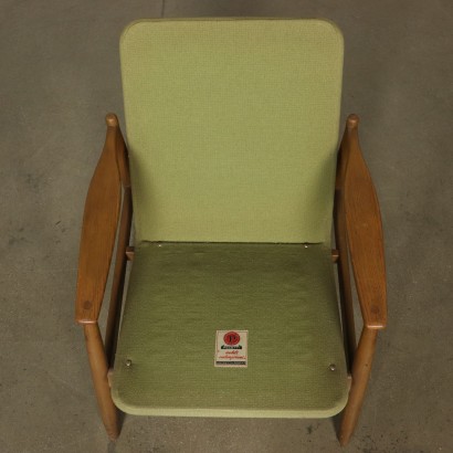 Fauteuil Chêne rouvre Mousse Tissu Pizzetti Italie Années 60