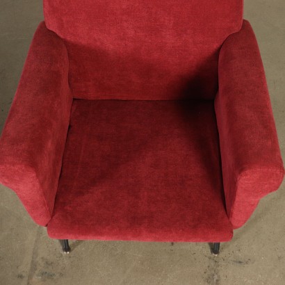 moderne Antiquitäten, moderne Design-Antiquitäten, Sessel, moderne Antiquitäten-Sessel, moderne Antiquitäten-Sessel, italienischer Sessel, Vintage-Sessel, 60er-Sessel, 60er-Design-Sessel, Paar Sessel mit Fußstütze.