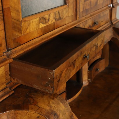 Revival Bureau Bookcase Walnut Burl Italy First Half of 1900s