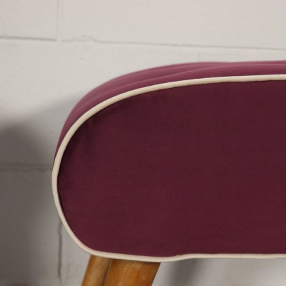 Bench with Stool Velvet Upholstery Vintage Italy 1940s