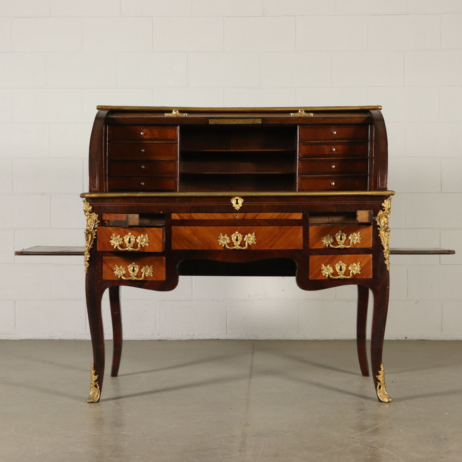 Elegant Neoclassical Rolltop Desk Brazilian Rosewood Cherry France