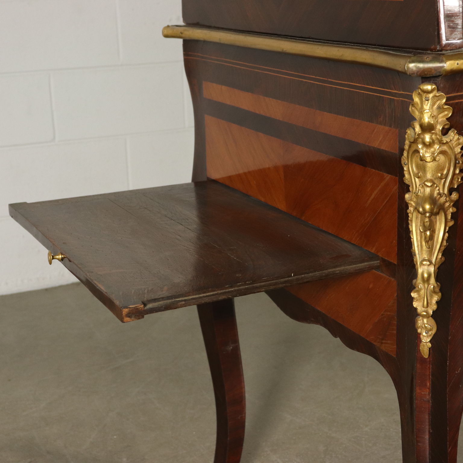 Elegant Neoclassical Rolltop Desk Brazilian Rosewood Cherry France