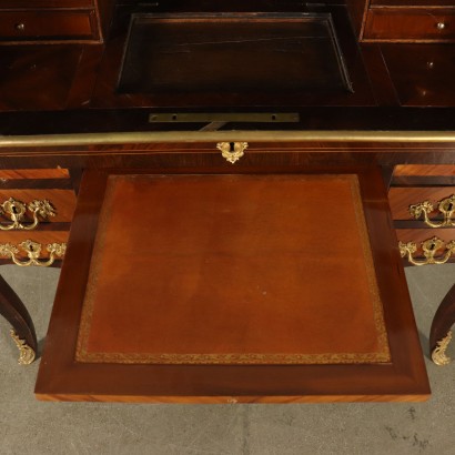 Elegant Neoclassical Rolltop Desk Brazilian Rosewood Cherry France 700