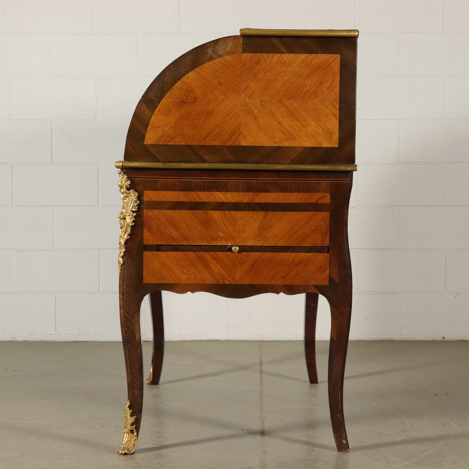 Elegant Neoclassical Rolltop Desk Brazilian Rosewood Cherry France