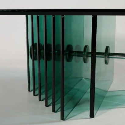 Coffee Table Assembled Cut Glass Slabs Vintage Italy 1960s