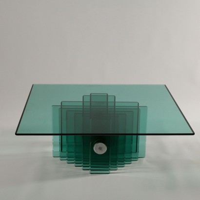 Coffee Table Assembled Cut Glass Slabs Vintage Italy 1960s