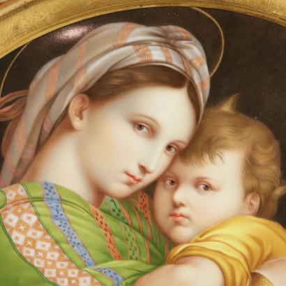 Madonna della Seggiola Enamel on Metal Late 1800s