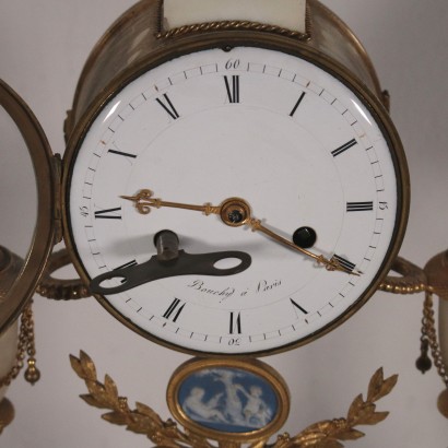 Table Clock Bouchy a Paris White Marble France 18th Century