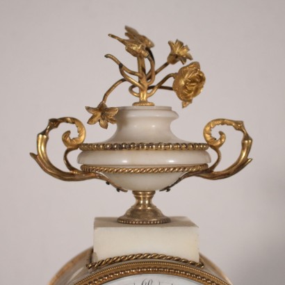 Table Clock Bouchy a Paris White Marble France 18th Century