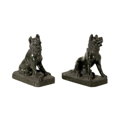 Pair of Marble Dogs Italy First Half of 1900s