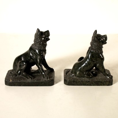 Pair of Marble Dogs Italy First Half of 1900s