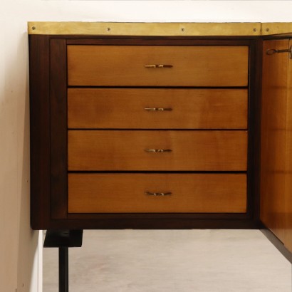 Vintage Bar Counter with Stools Maple Rosewood Italy 1950s