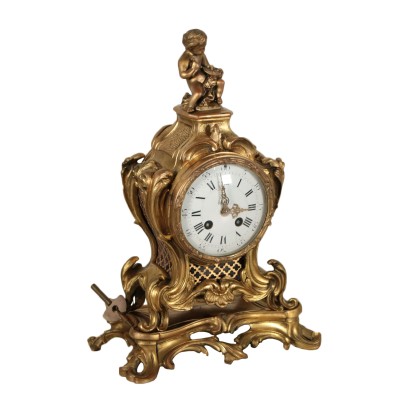 Pendule d'Appui Bronze doré Métal Style Baroque Années 30