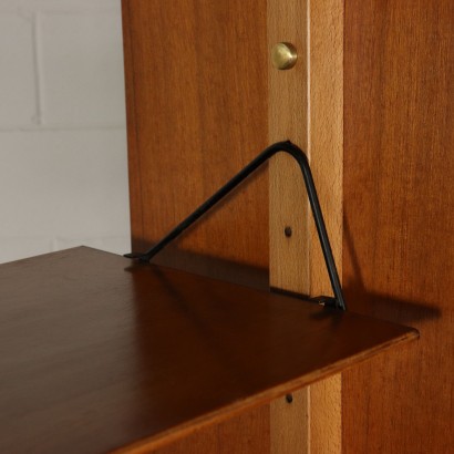 Bookcase with Drop Leaf Teak Veneer Vintage Italy 1960s