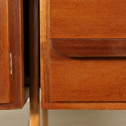 Bookcase with Drop Leaf Teak Veneer Vintage Italy 1960s