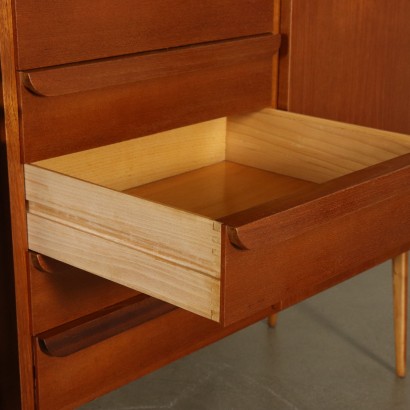 Bookcase with Drop Leaf Teak Veneer Vintage Italy 1960s