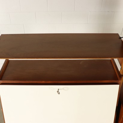 Bookcase with Drop Leaf Teak Veneer Vintage Italy 1960s