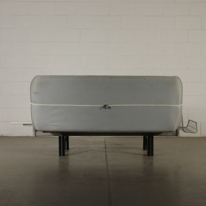 Sofa with Magazine Rack and Coffee Table Foam Fabric Metal Italy 1970s