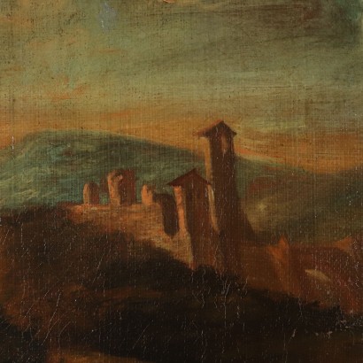 Landscape with Shepherd and Herd Oil on Canvas 17th Century