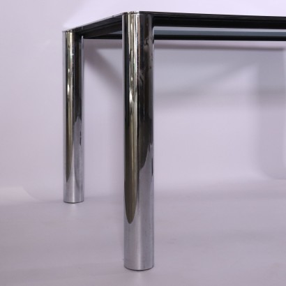 Table Cinova Métal chromé Verre Fabriqué en Italie Années 70