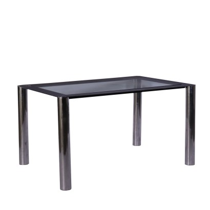 Table Cinova Métal chromé Verre Fabriqué en Italie Années 70