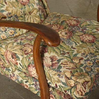 Paire de Fauteuils Hêtre teint Rembourrage Vintage Italie Années 40-50