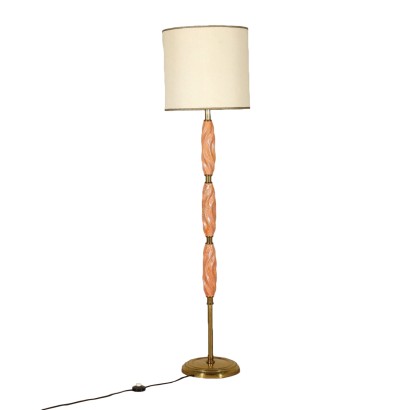 Floor Lamp Brass Glazed Ceramic Vintage Italy 1940s