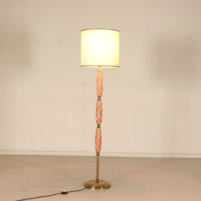 Floor Lamp Brass Glazed Ceramic Vintage Italy 1940s