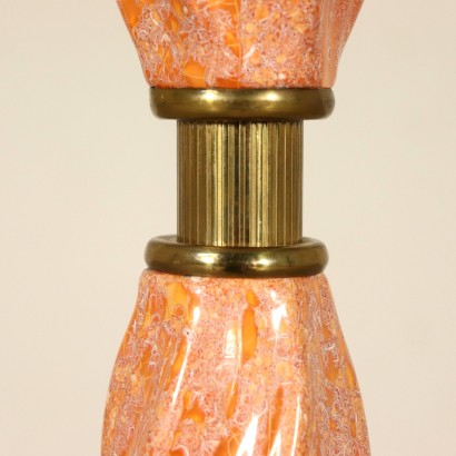 Floor Lamp Brass Glazed Ceramic Vintage Italy 1940s