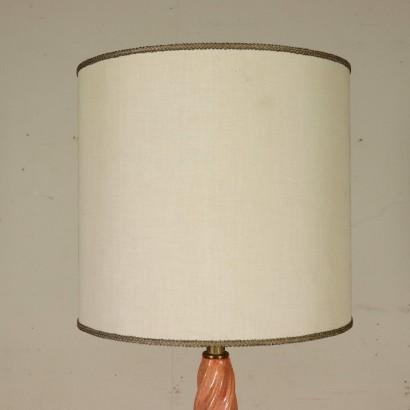 Lampadaire Laiton Céramiqué émaillé Tissu Vintage Italie Années 40